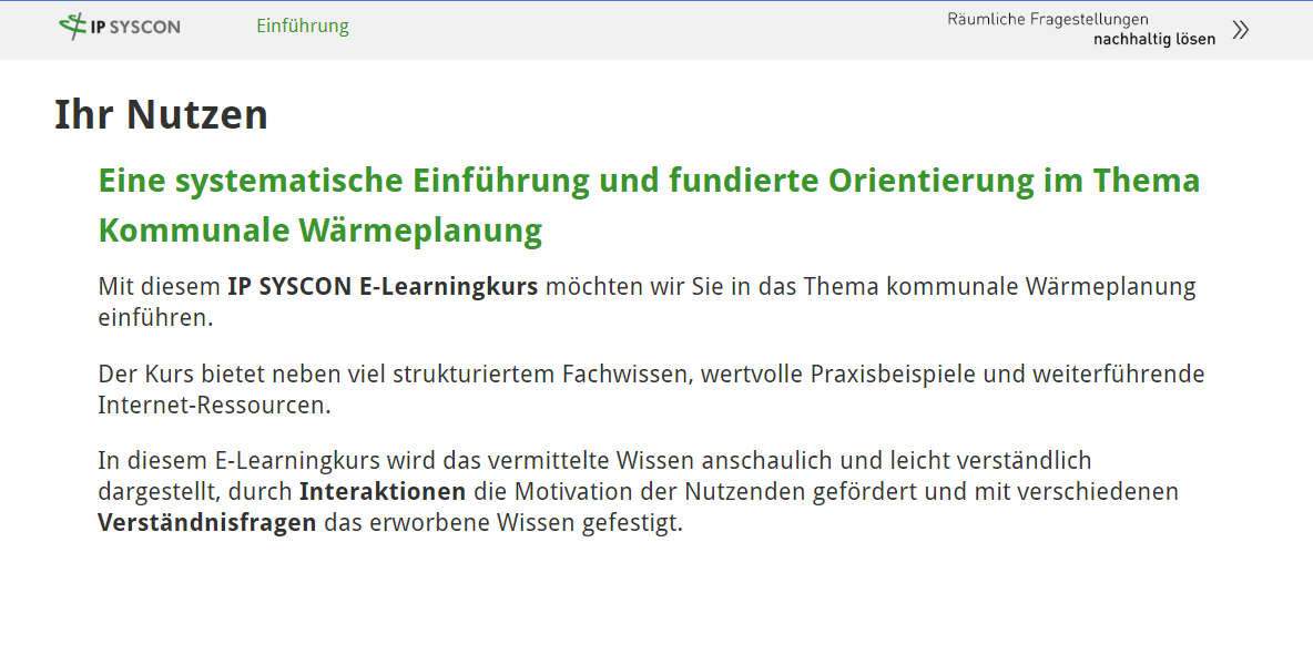 E-Learning Kommunale Wärmeplanung E-Learning Kommunale Wärmeplanung